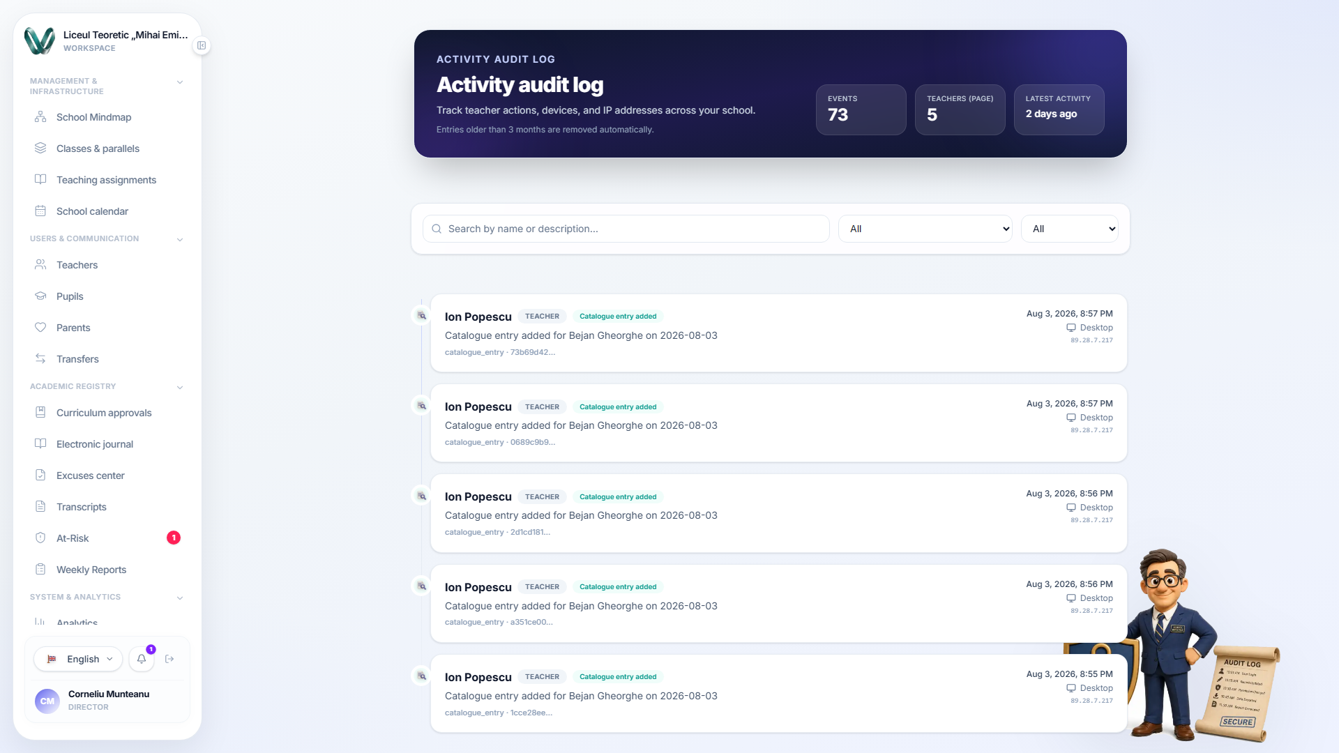 The Audit log