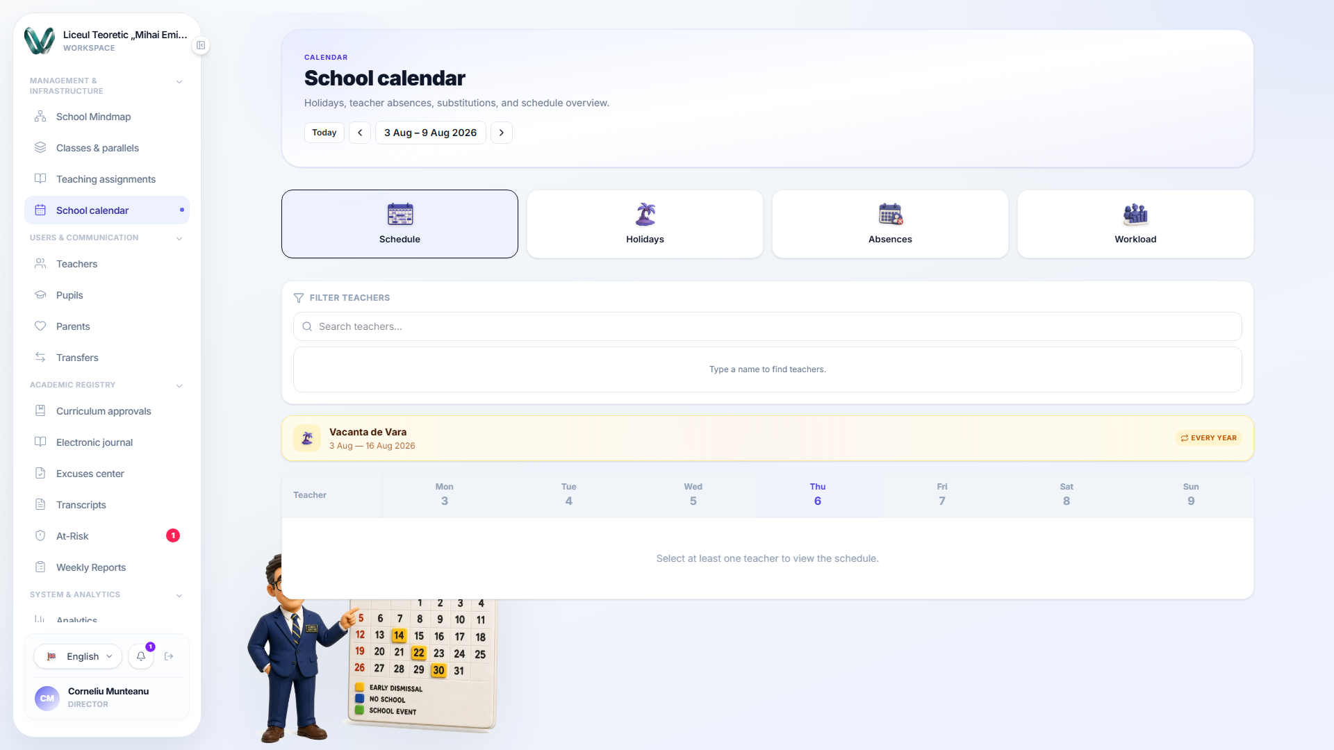 The School calendar