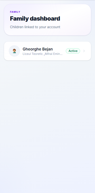 The parent dashboard on a phone