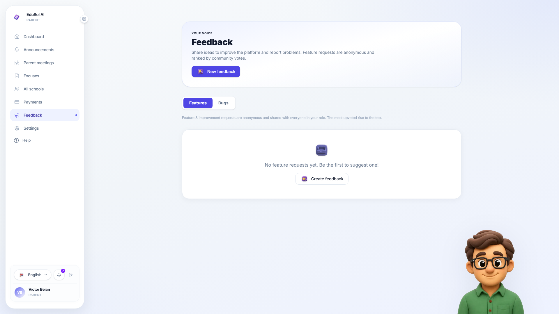 The Feedback and bug reports