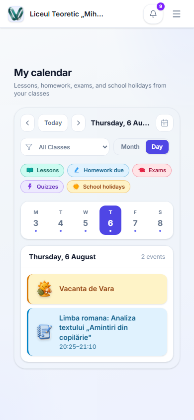 The calendar on a phone, showing one day at a time as an agenda