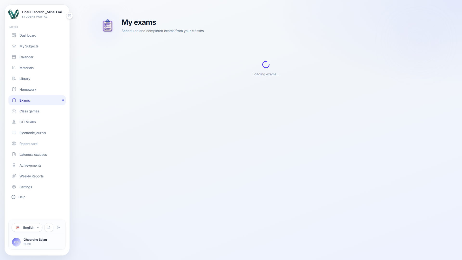 A finished exam result — the score with each question and the correct answer