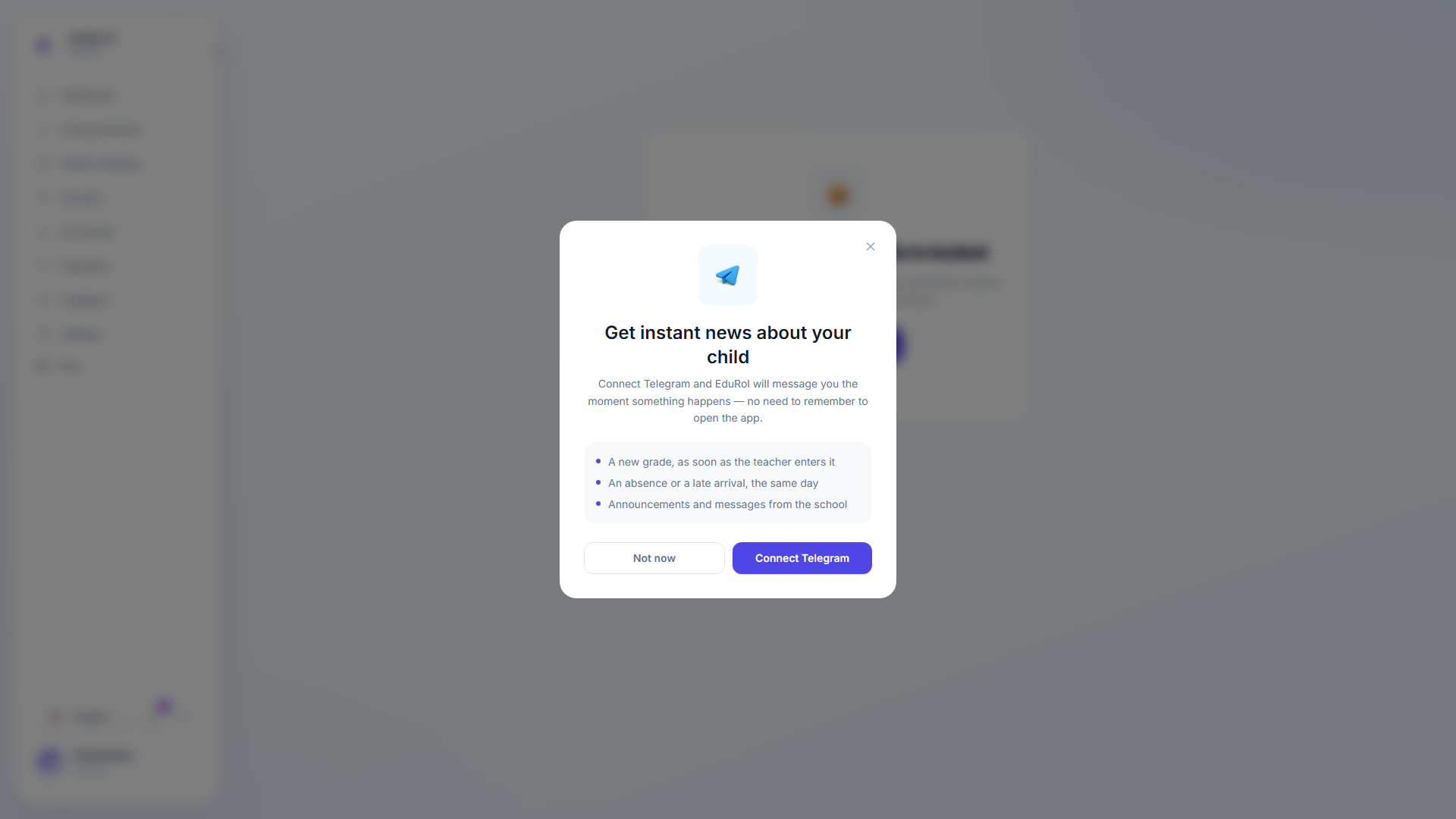 The consent screen a parent sees when their school requires parental consent and none is on record