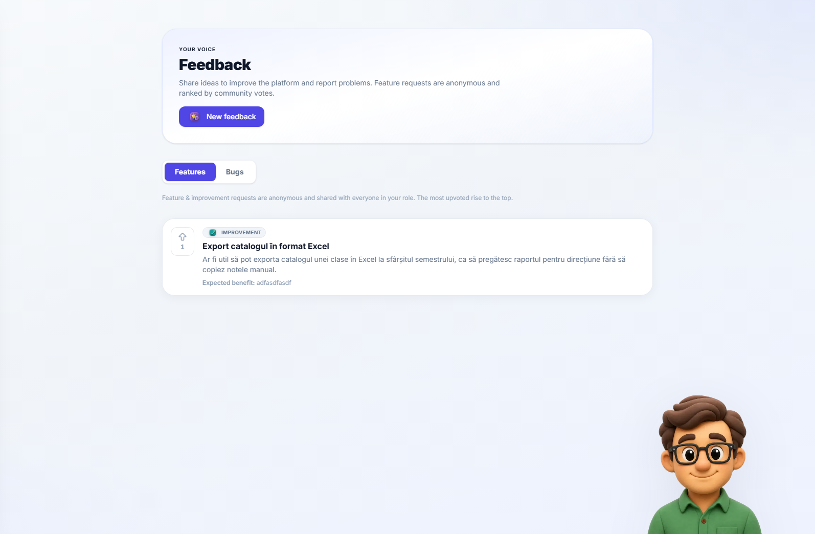 The Feedback and bug reports