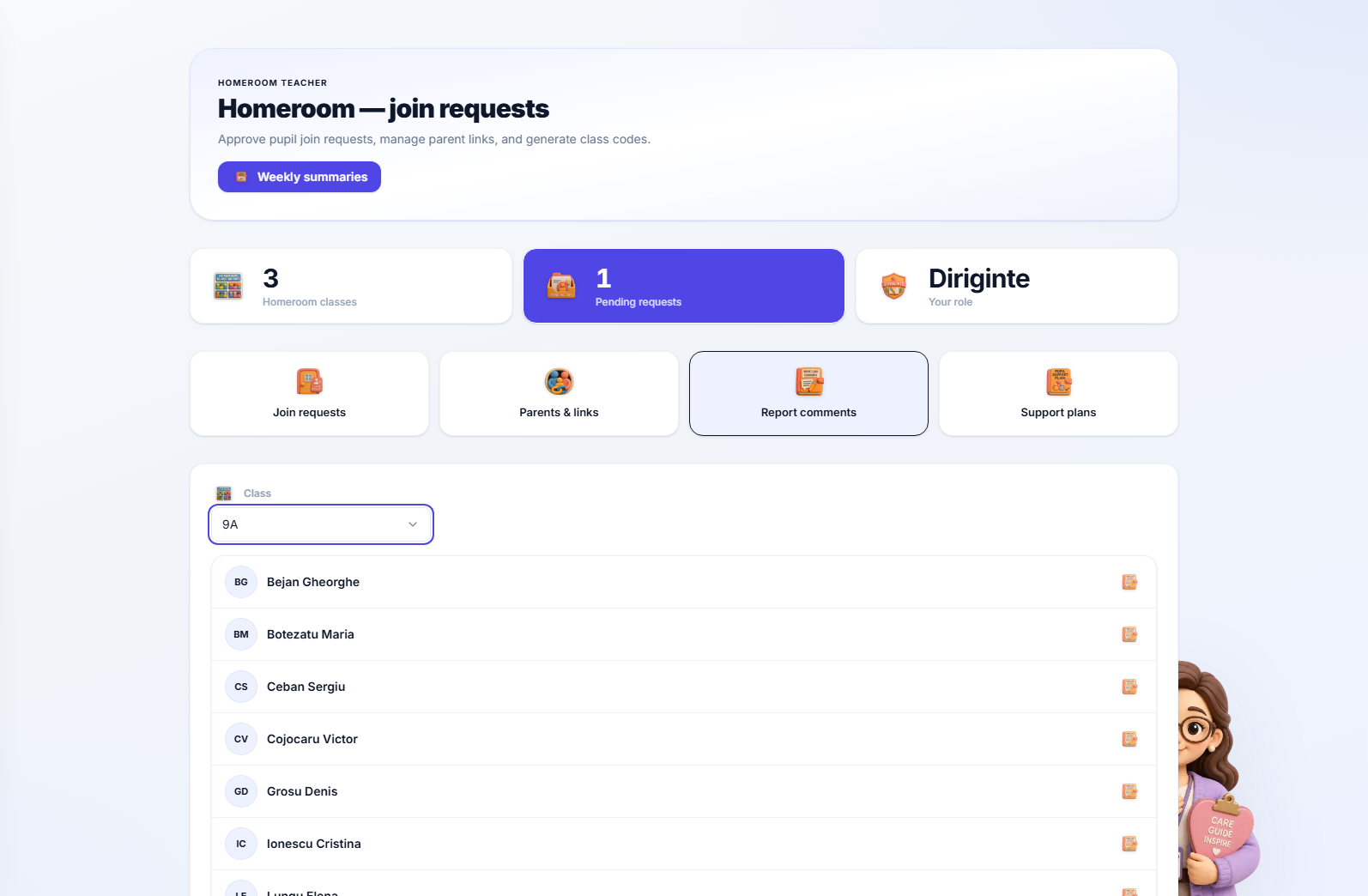 The report comments tab