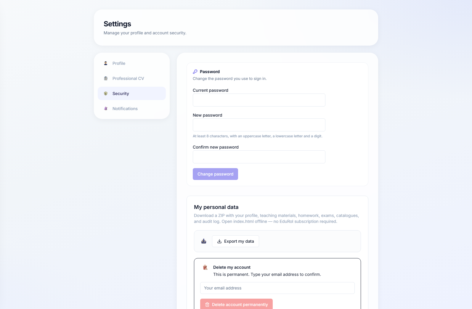 The security tab