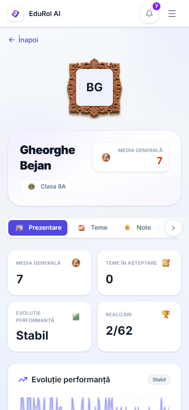Profilul copilului pe un telefon, filele derulând lateral