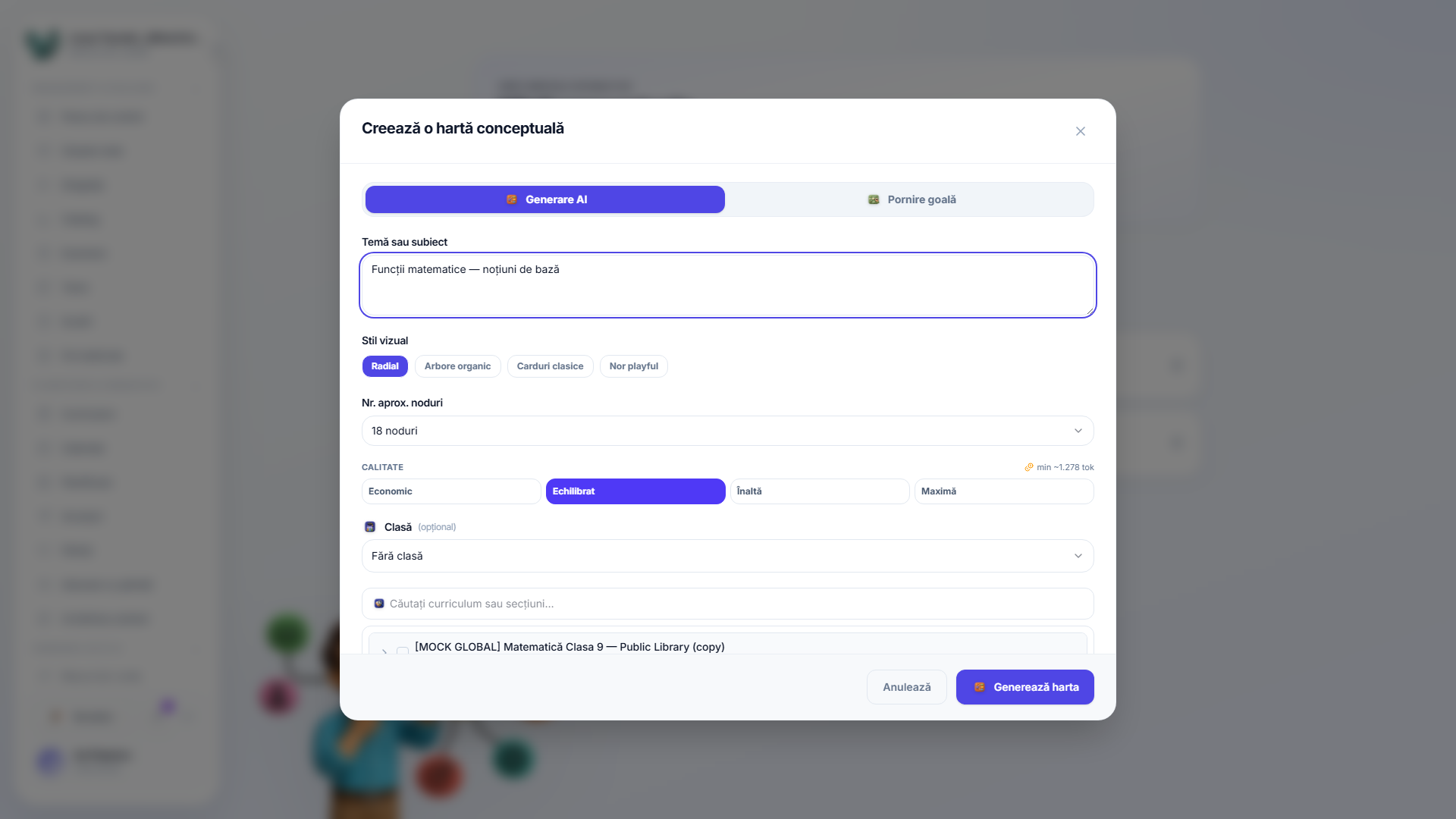 The new-concept-map dialog in AI mode
