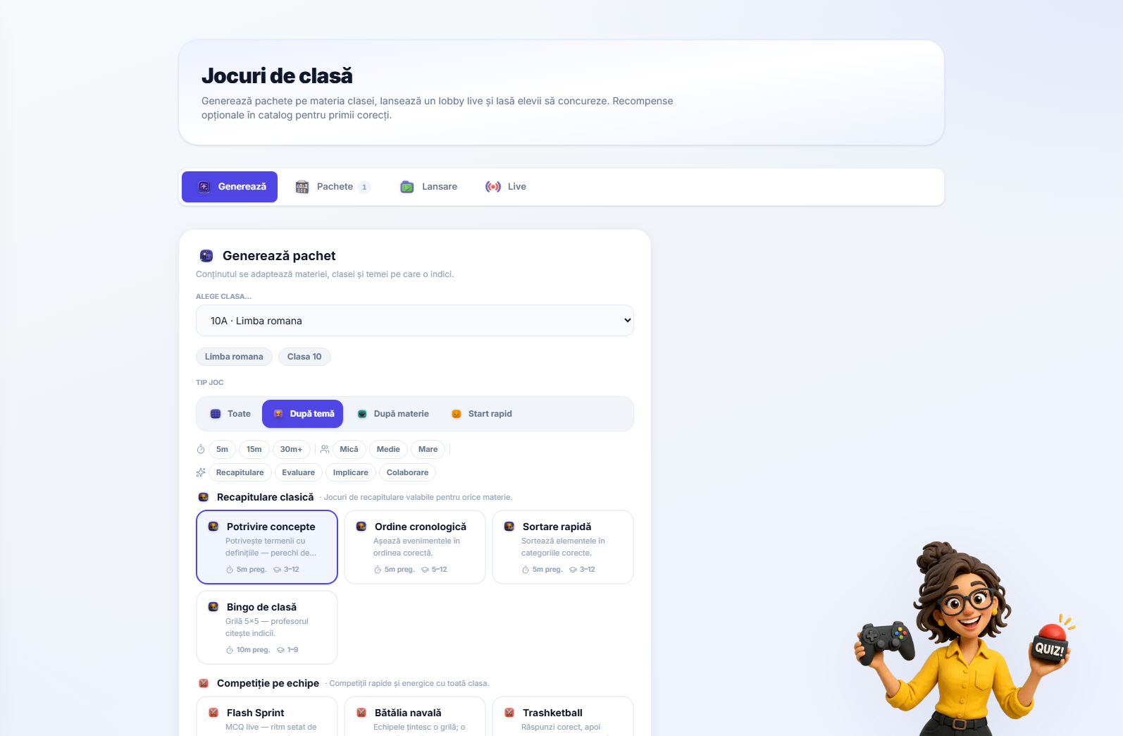 Generatorul de jocuri arătând costul estimat al token-urilor