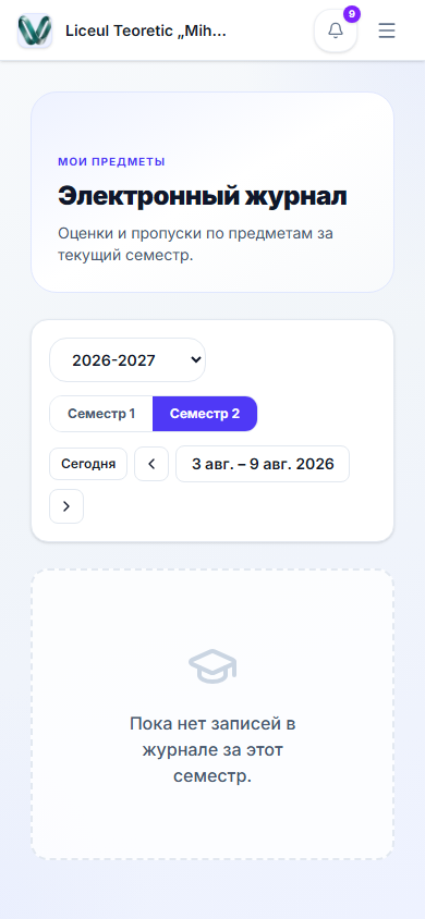 Таблица оценок на телефоне, прокручивается в сторону